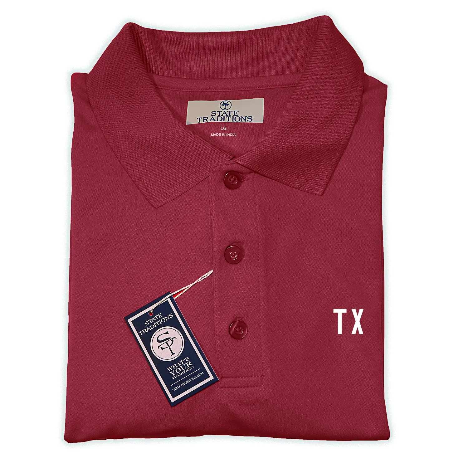 Texas "TX"  State Letters Performance Polo