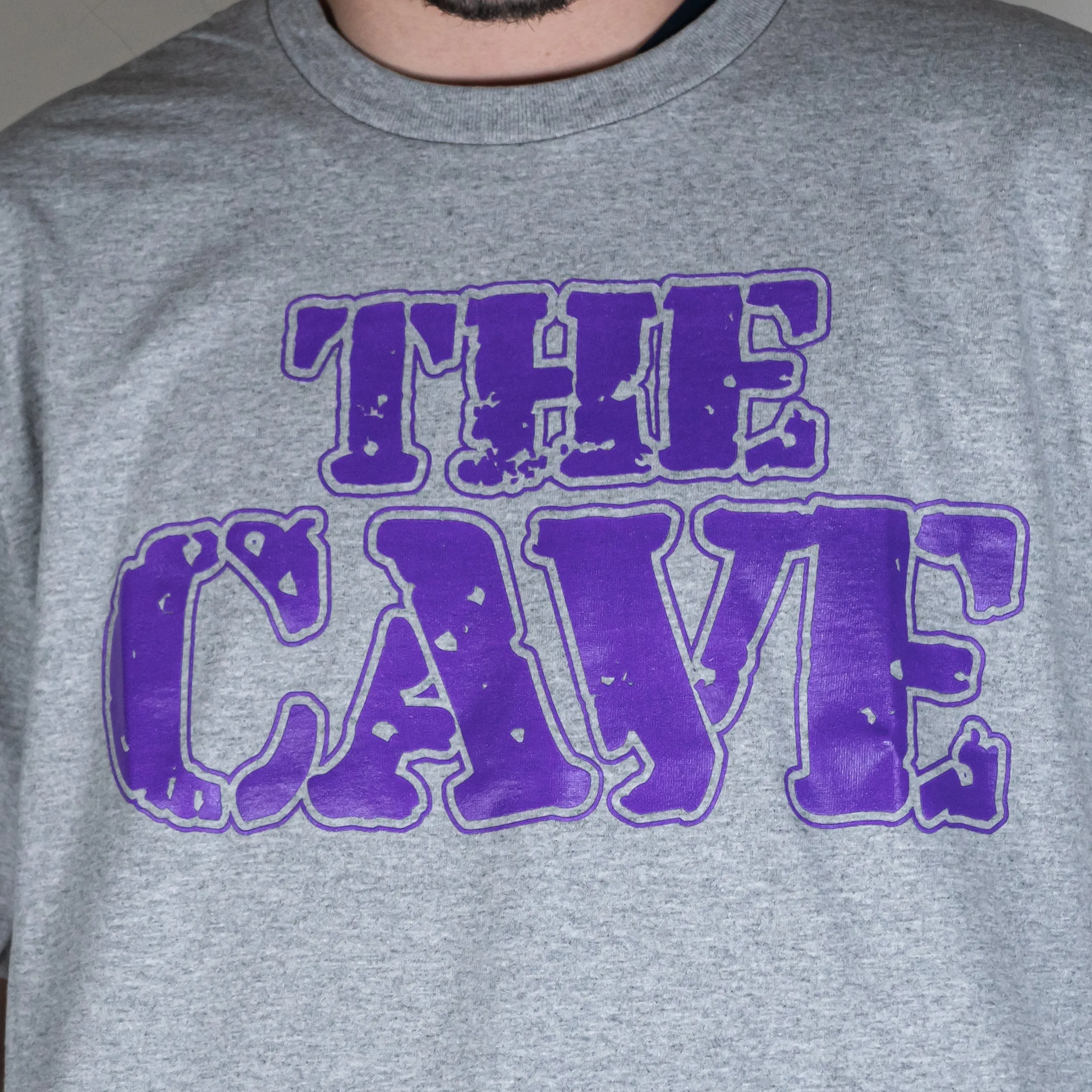 The Cave - T-Shirt - Classic Logo - Heather Grey & Purple - Large