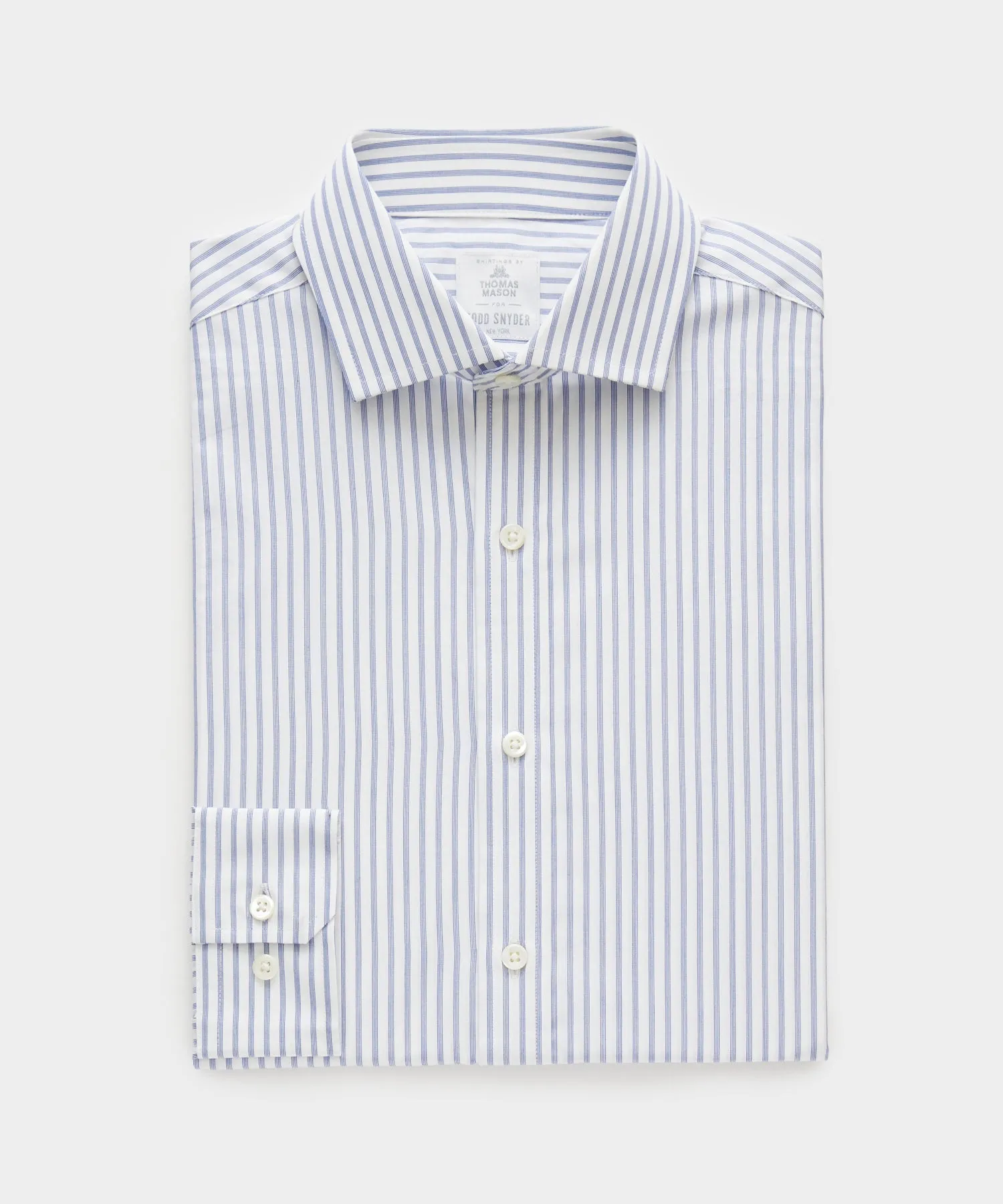 Triple Stripe Spread Collar Dress Shirt in Blue
