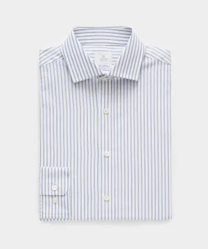 Triple Stripe Spread Collar Dress Shirt in Blue
