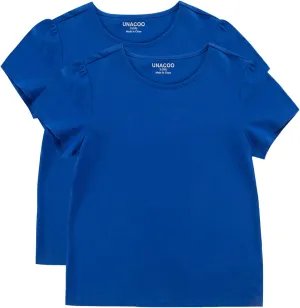 UNACOO Toddler Girls' Round Neck Basic T-Shirt Classic Short Sleeve Jersey Tee Packs