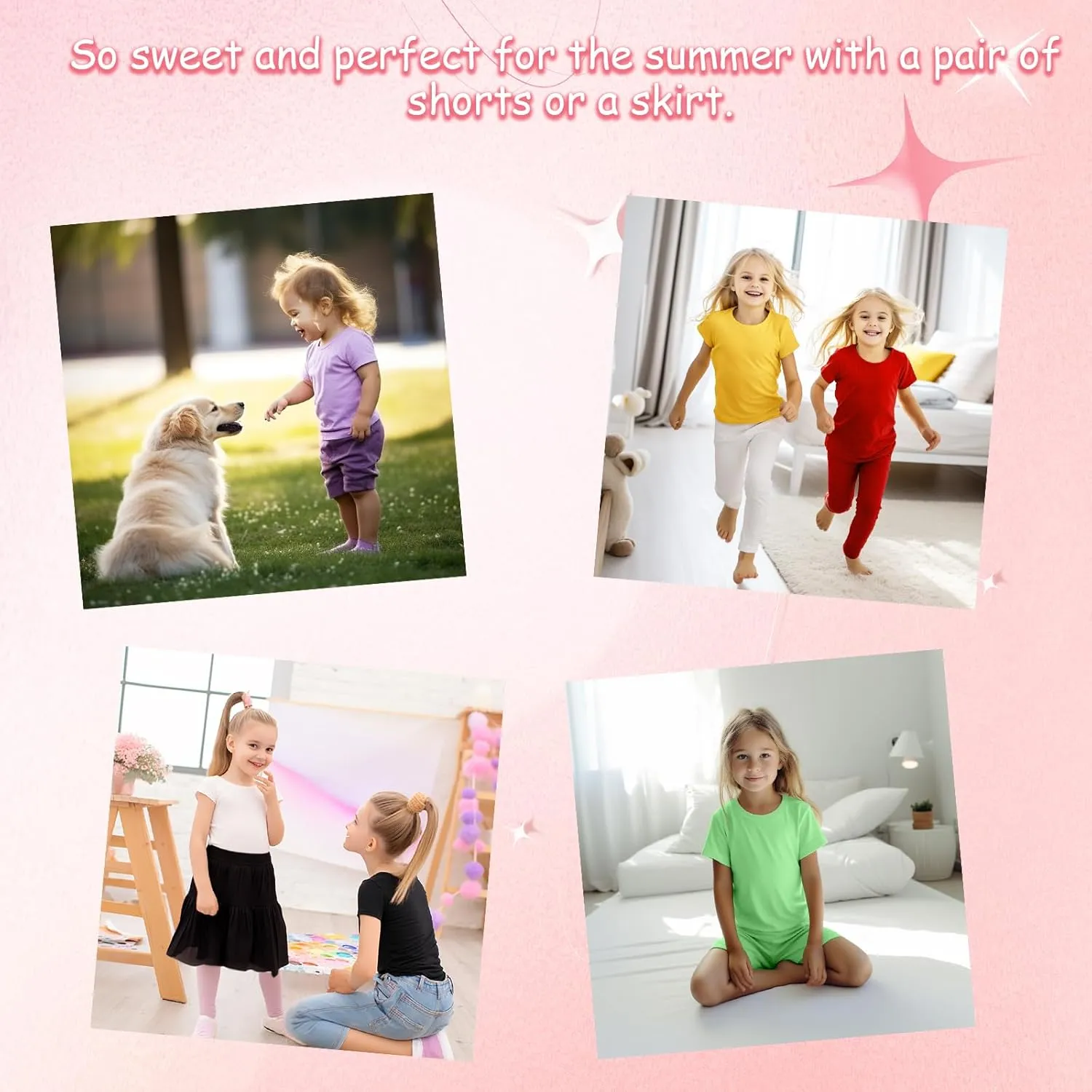 UNACOO Toddler Girls' Round Neck Basic T-Shirt Classic Short Sleeve Jersey Tee Packs