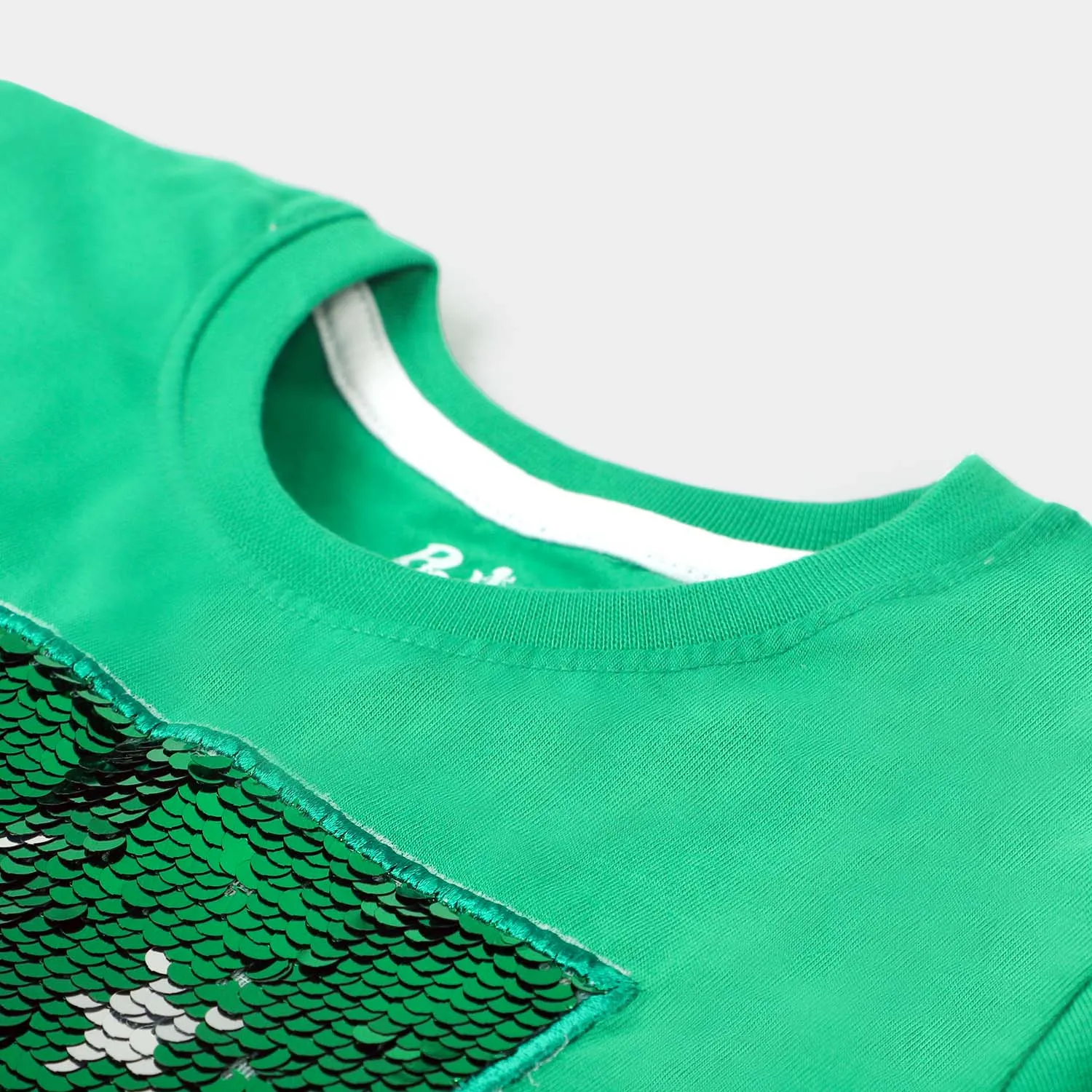 Unisex T-Shirt H/S Applique Flag -Fern Green