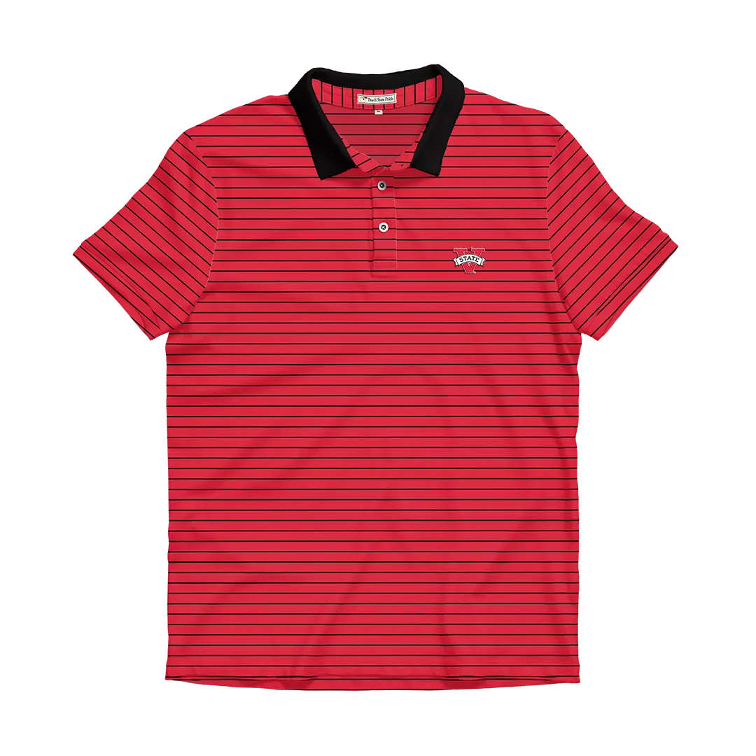 VSU Red & Black Stripe Performance Polo - Knit Collar