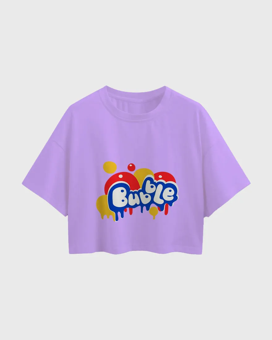 Womens Oversized Cropped TShirt Funky Bubble