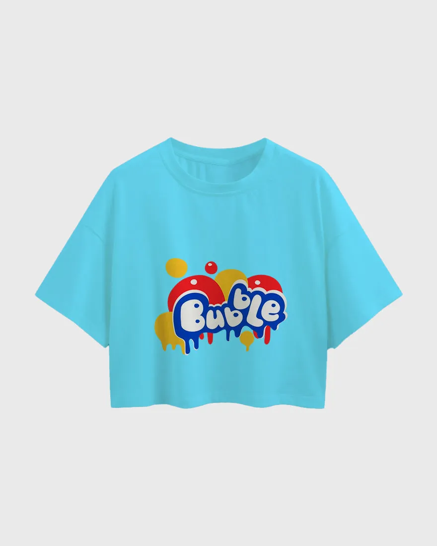 Womens Oversized Cropped TShirt Funky Bubble