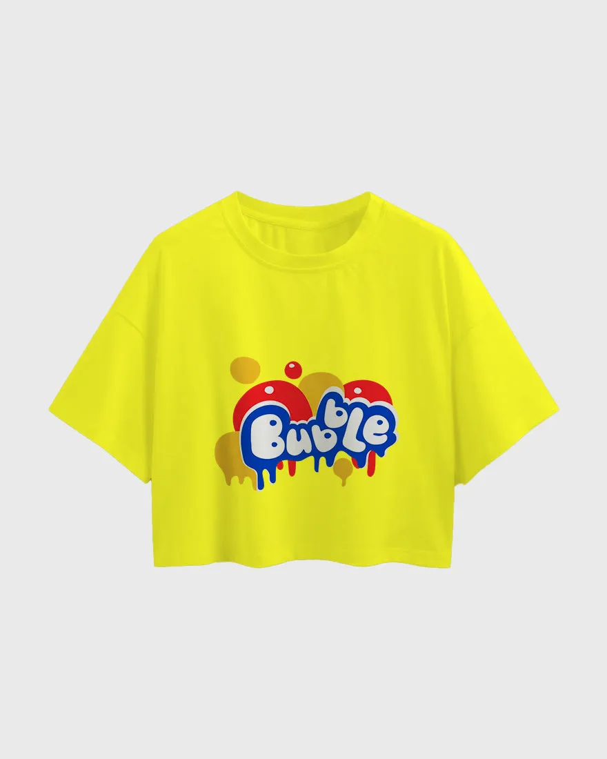 Womens Oversized Cropped TShirt Funky Bubble