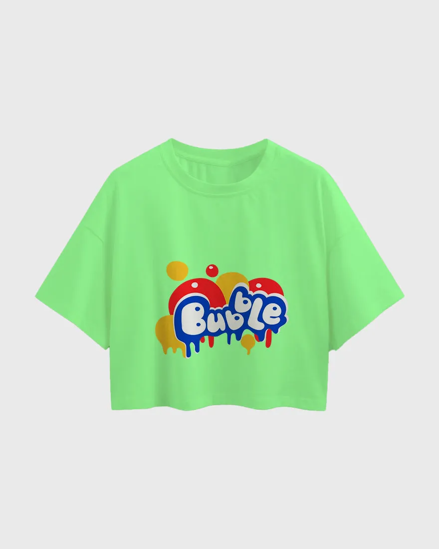 Womens Oversized Cropped TShirt Funky Bubble