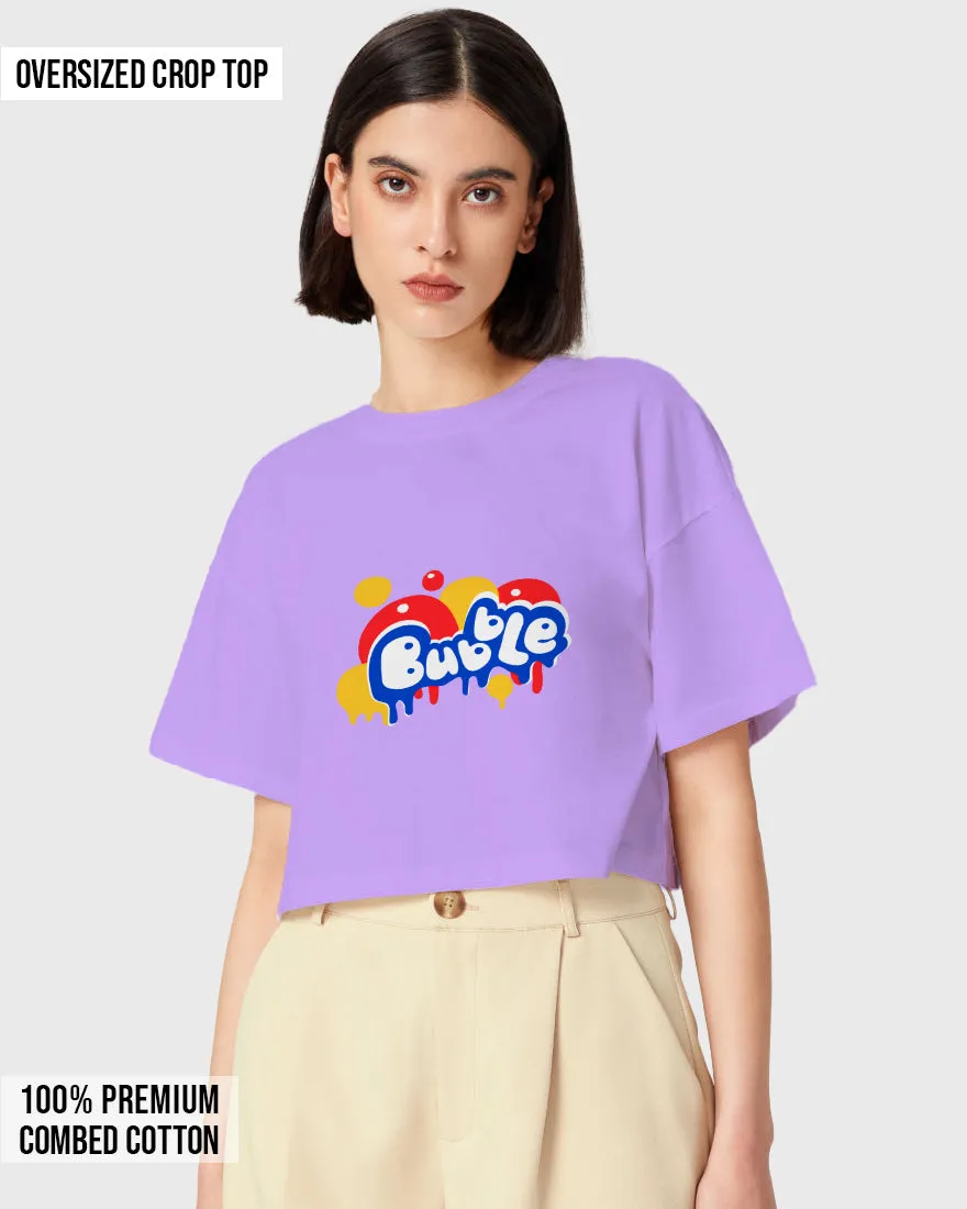 Womens Oversized Cropped TShirt Funky Bubble