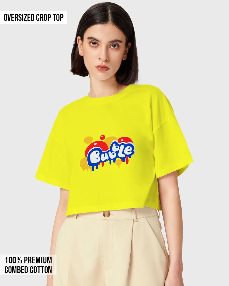 Womens Oversized Cropped TShirt Funky Bubble