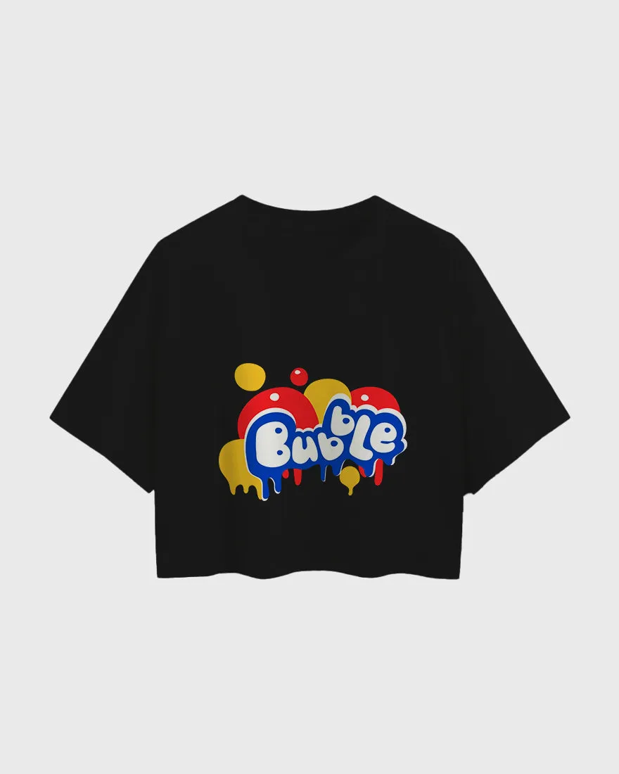 Womens Oversized Cropped TShirt Funky Bubble