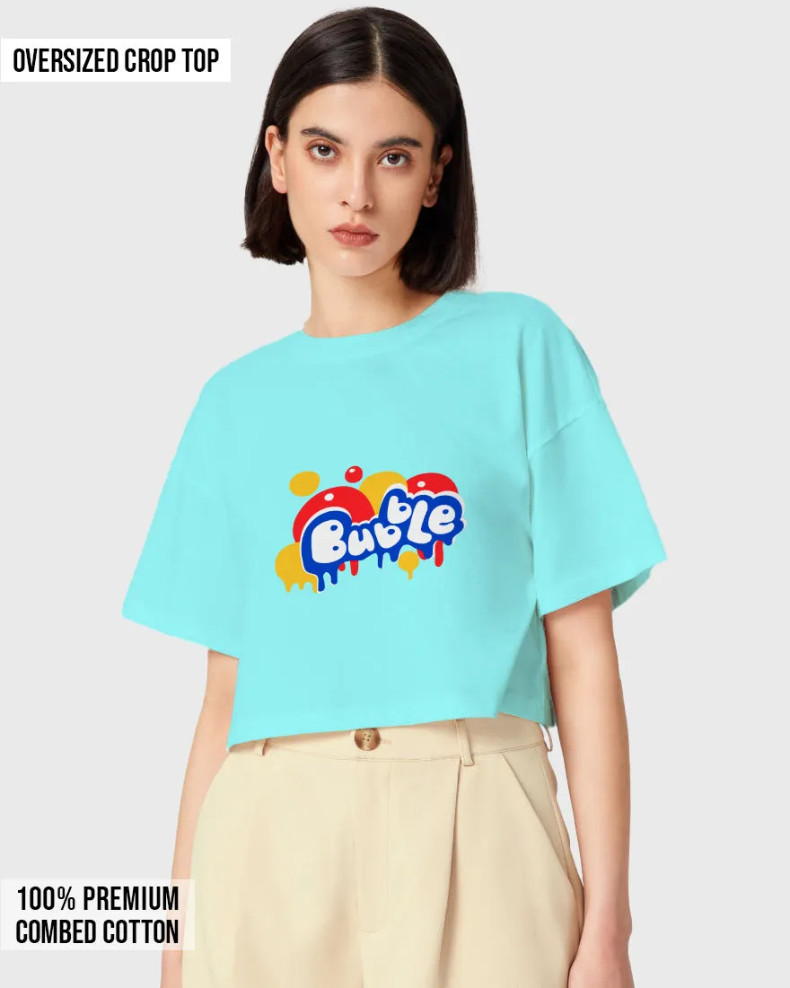 Womens Oversized Cropped TShirt Funky Bubble
