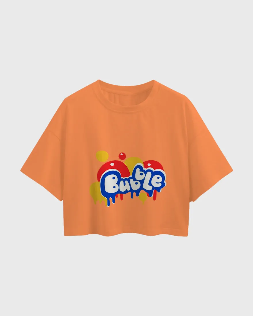 Womens Oversized Cropped TShirt Funky Bubble
