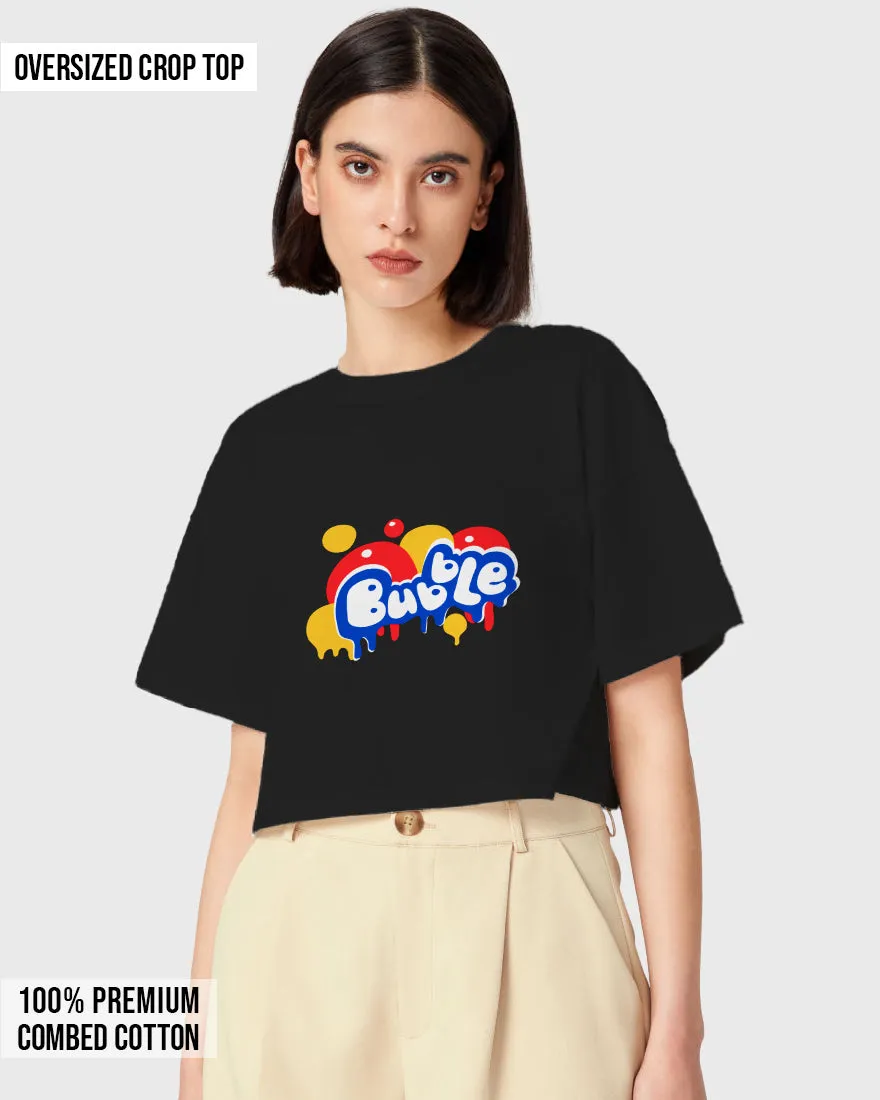 Womens Oversized Cropped TShirt Funky Bubble