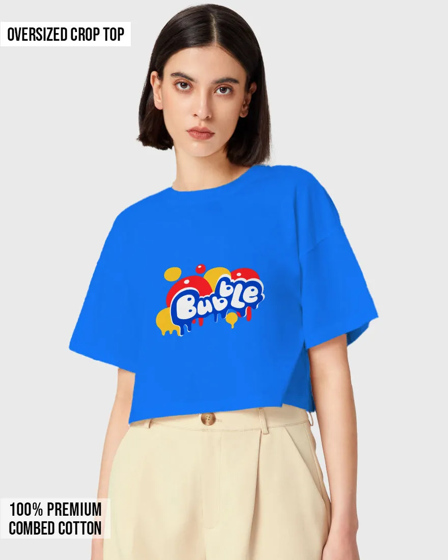 Womens Oversized Cropped TShirt Funky Bubble