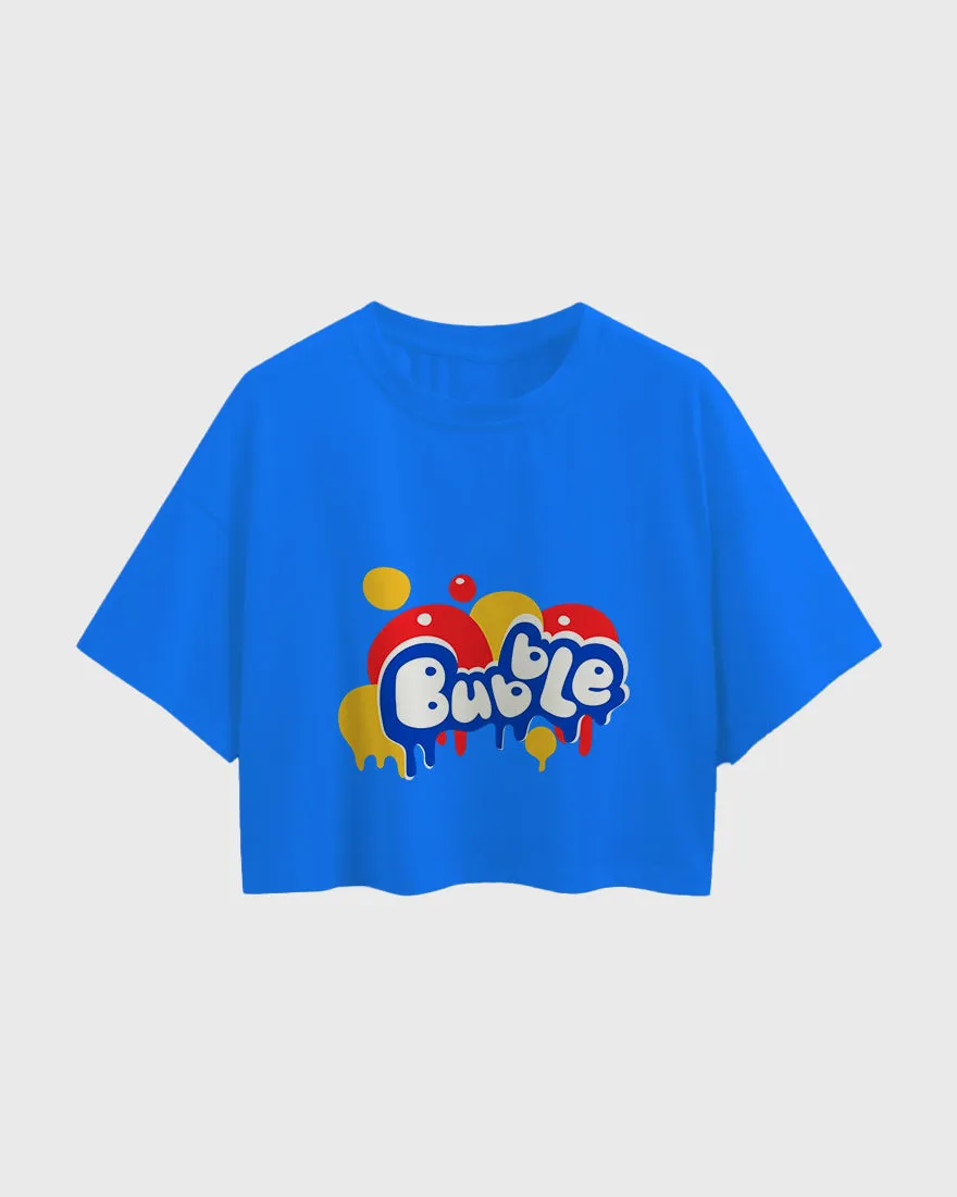 Womens Oversized Cropped TShirt Funky Bubble
