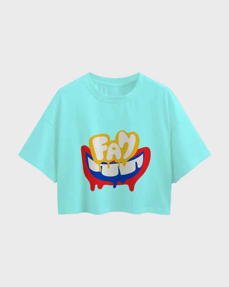 Womens Oversized Cropped TShirt Funky Fan