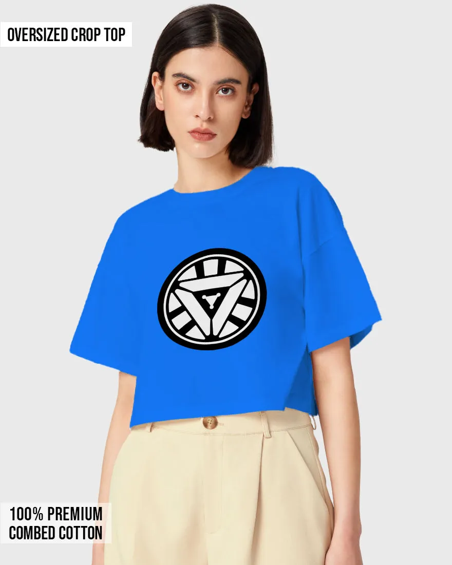 Womens Oversized Cropped TShirt Movies Iron Man Arc Reacter