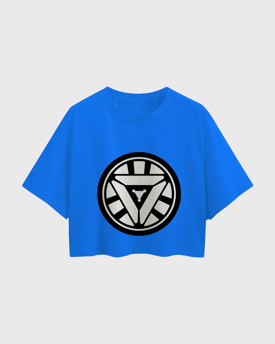 Womens Oversized Cropped TShirt Movies Iron Man Arc Reacter