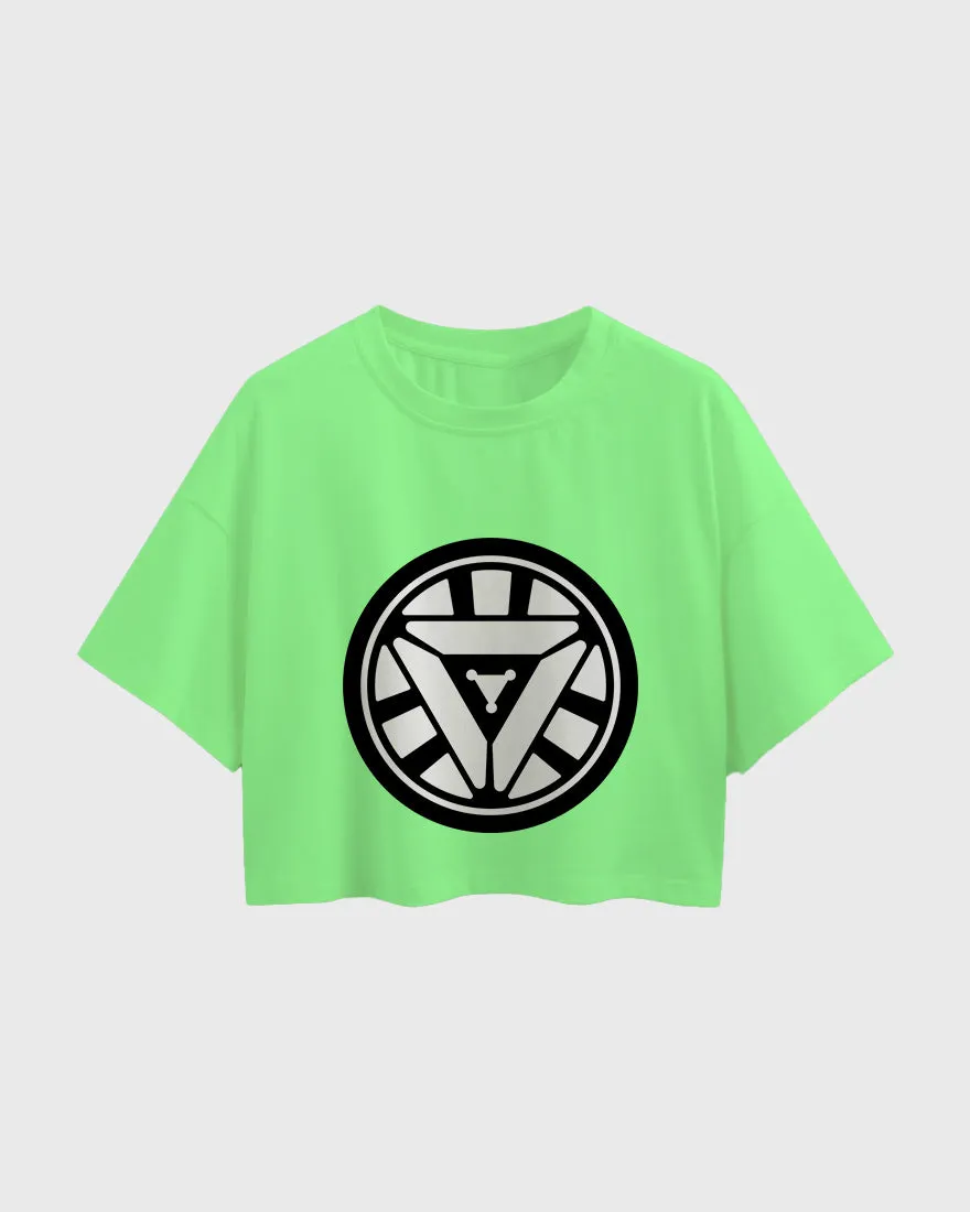 Womens Oversized Cropped TShirt Movies Iron Man Arc Reacter